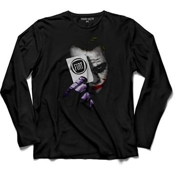 Kendim Seçtim Siyah Batman Joker Iskambil Kartı Fıat Lınea Doblo Just Uzun Kollu Erkek T-Shirt
