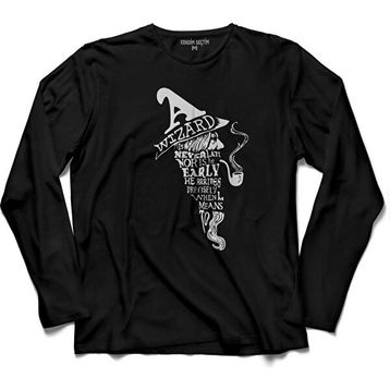 Kendim Seçtim Siyah Wizard Yüzüklerin Efendisi Lord Of The Rings Erkek Uzun Kol T-Shirt