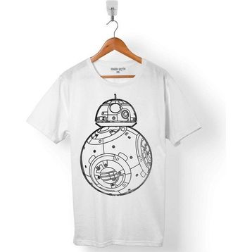 Kendim Seçtim Star Wars BB-8 BB8 Fathead Beyaz Erkek Tişört