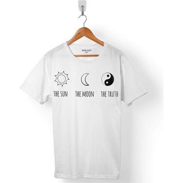 Kendim Seçtim The Sun The Moon The Truth Ay Güneş Mevsim Beyaz Erkek Tişört