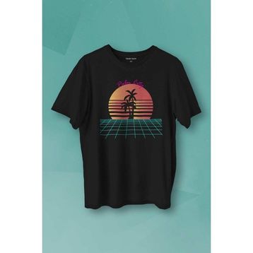 Kendim Seçtim Vaporwave Palm City Retro 80's 90's Doksanlar Gamer Punk Siyah Baskılı Unisex Tişört