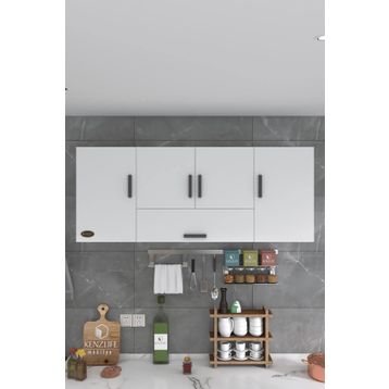 Kenzlife Acus 60x150x32 cm Mutfak Kapaklı Raflı Hazır Beyaz Mutfak Dolabı