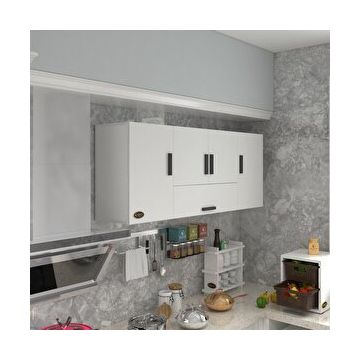 Kenzlife Acus 60x150x32 cm Mutfak Kapaklı Raflı Hazır Beyaz Mutfak Dolabı