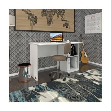Kenzlife Beyaz Sağ 75x110x60 cm Raflı Ofis Bilgisayar Masası