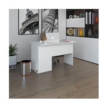 Kenzlife Beyaz Sağ 75x110x60 cm Raflı Ofis Bilgisayar Masası