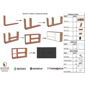 Kenzlife Canna Beyaz 60x120x22 cm Mutfak ve Banyo Dolabı