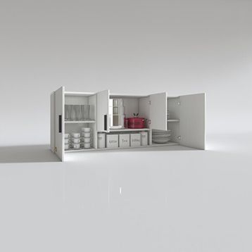 Kenzlife Floro 60x150x22 cm Kapaklı Raflı Beyaz Hazır Mutfak