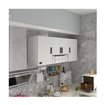 Kenzlife Floro 60x150x22 cm Kapaklı Raflı Beyaz Hazır Mutfak