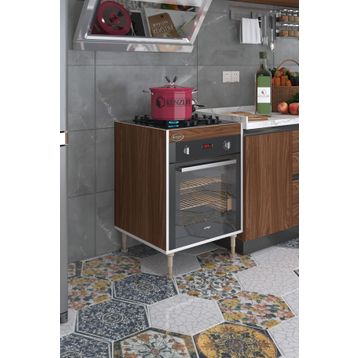 Kenzlife Lev Yaşin Cvz 89-81x60x56 Fırın Ocak Dolabı Ayarlı Ayaklı Ceviz Ankastre Modülü Kabini