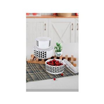 Keramika 12-14-16 cm 3 Parça Trigon 3/4 Kera Saklama Kabı