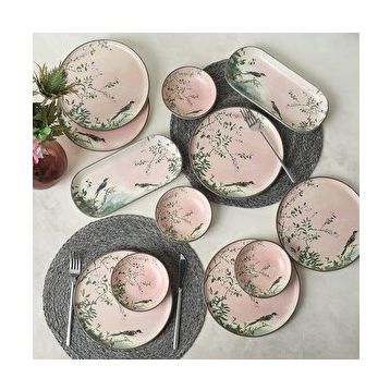 Keramika 12 Parça 6 Kişilik Pink Woods Kahvaltı Takımı