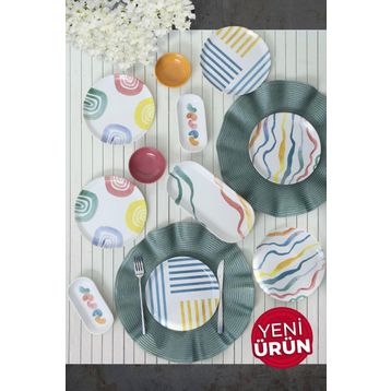 Keramika 13 Parça 6 Kişilik Etnik Kahvaltı Takımı