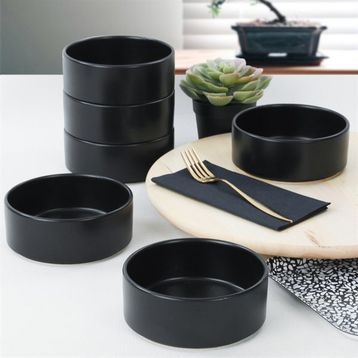 Keramika 14 cm 6 Adet Mat Siyah Stackable Çorba Kasesi