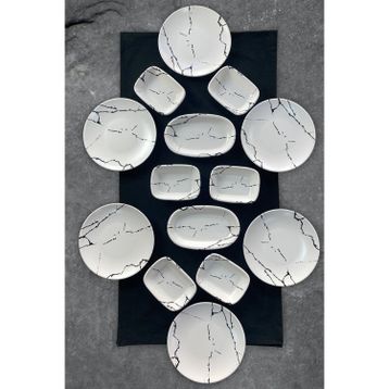 Keramika 14 Parça 6 Kişilik Mermer Kahvaltı Takımı