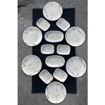 Keramika 14 Parça 6 Kişilik Mermer Kahvaltı Takımı