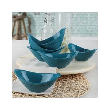 Keramika 16 cm 6 Adet Gondol Mavi Çerezlik