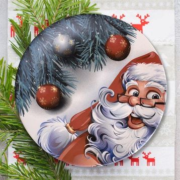 Keramika 26 cm 17980 Happy Santa Servis Tabağı