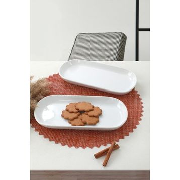 Keramika 2x28 cm Beyaz Noyan Kayık Tabak