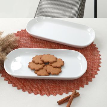 Keramika 2x28 cm Beyaz Noyan Kayık Tabak