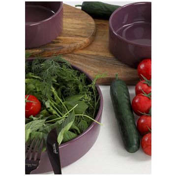 Keramika 3 Parça Mor Stackable Salata Çerez Seti