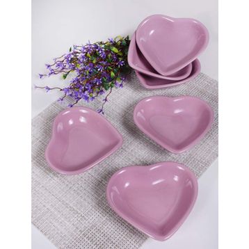 Keramika 6 Adet 14 cm Violet Kalp Cerezlık