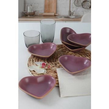 Keramika 6 Adet 14 cm Violet Kalp Cerezlık