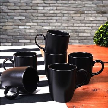 Keramika 6 Adet 9 cm Bulut Mat Siyah Kupa