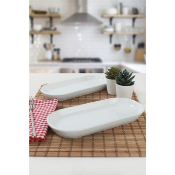 Keramika Beyaz 2 Adet 26 CM Noyan Kayık Tabak