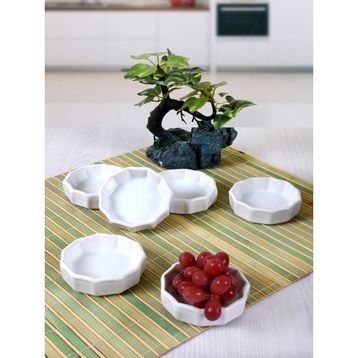 Keramika Beyaz Mini Çark 8 cm 6 Adet Çerezlik Sosluk