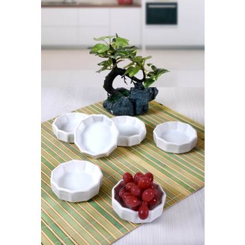 Keramika Beyaz Mini Çark 8 cm 6 Adet Çerezlik Sosluk