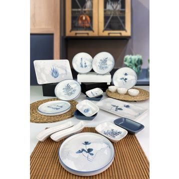 Keramika Blue Magic Stackable 6 Kişilik 19 Parça Kahvaltı Takımı