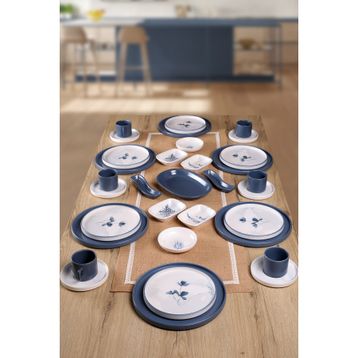 Keramika Blue Magic Yaprak Desenli 6 Kişilik 34 Parça Kahvaltı Takımı