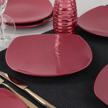 Keramika Carmen Kırmızı Köşem 22 cm 6 Adet Pasta Tabağı