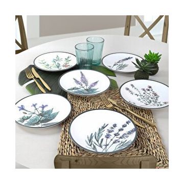 Keramika Çiçek Bahçesi 20 cm 6 Adet Pasta Tabağı