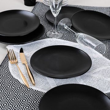 Keramika Ege 6 Adet 20 cm Siyah Pasta Tabağı