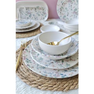 Keramika Flowers Mat Beyaz 62 Parça 6 Kişilik Kahvaltı Takımı
