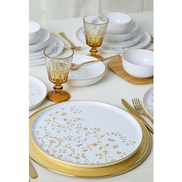 Keramika Gold Desenli 6 Kişilik 24 Parça Yemek Takımı