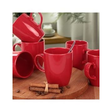 Keramika Kırmızı Bulut 9 cm 6 Adet Kupa