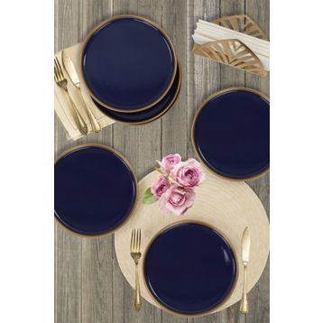 Keramika Kobalt Gold File Nordic 22 cm 6 Adet Pasta Tabağı Seti