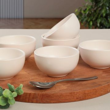 Keramika Mat Beyaz 8 cm 6 Adet Çerezlik / Sosluk