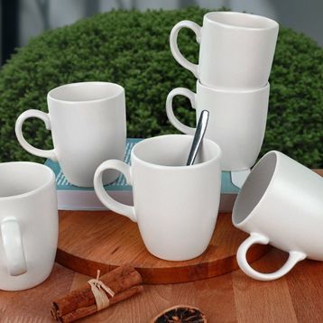 Keramika Mat Beyaz Bulut 9 cm 6'lı Kupa