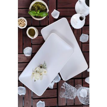 Keramika Mat Kırık Beyaz Siera 33 cm 2 Adet Kayık Tabak