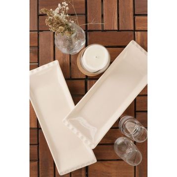 Keramika Mat Krem Selen Kayık Tabak