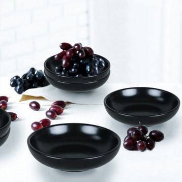 Keramika Mat Siyah Halka 6 Adet 13 cm Sosluk Çerezlik
