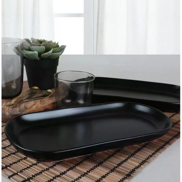 Keramika Mat Siyah Noyan 30 cm Kayık Tabağı