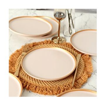 Keramika Nordic Gold Mat Krem 22 cm 6 Adet Pasta Tabağı