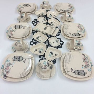 Keramika Retro 6 Kişilik 34 Parça Kahvaltı Takımı