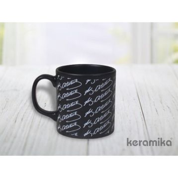 Keramika Silindirik Siyah Kemal Atatürk İmzalı 10 cm Kupa