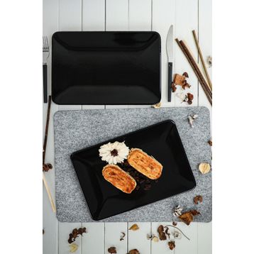Keramika Siyah 33x21 cm 2 Adet Kayık Tabak