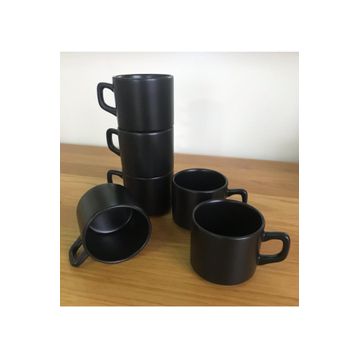 Keramika Siyah Stackable 6'lı 8 cm Çay Fincanı